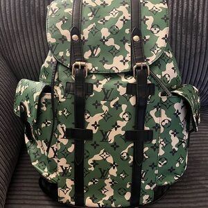 Louis Vuitton Camouflage Green and Black Backpack